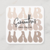 Carte De Visite Carré Coiffeuse Beige Retro tendance Salon Chic Moderne (Devant)