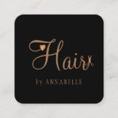 Carte De Visite Carré Coiffeuse coiffeuse or noir moderne (Devant)