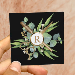 Carte De Visite Carré Coiffeuse & Lashes Styliste Green Energy Gold Beau