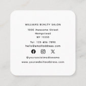 Carte De Visite Carré Coiffeuse Stylo Coiffeuse Coiffeuse Bobby Pins (Dos)