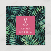 Carte De Visite Carré Coiffure botanique tropicale (Devant)