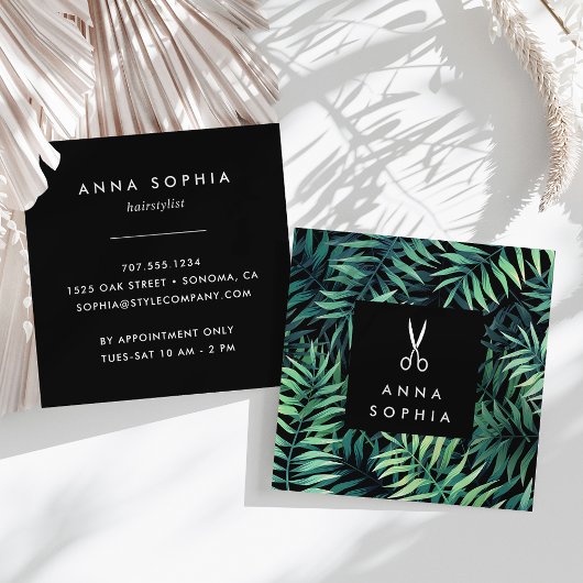 Carte De Visite Carré Coiffure botanique tropicale