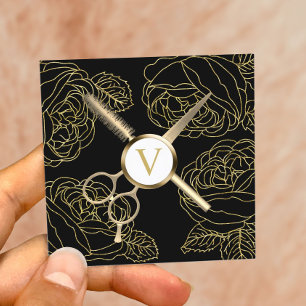 Carte De Visite Carré Coiffure & cils Styliste Botanique Gold Beauté Sal