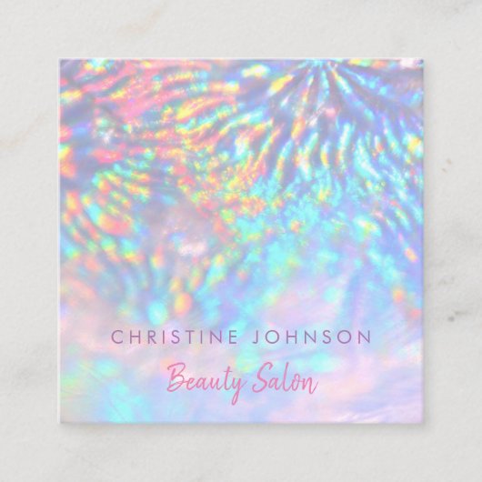 Carte De Visite Carré Coiffure de beauté effet fausse iridescente (Devant)