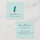 Carte De Visite Carré Colibri à gros bec turquoise (Devant / Derrière)