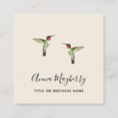 Carte De Visite Carré Colibri beige à gorge rubis (Devant)