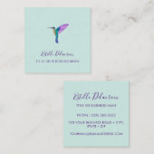 Carte De Visite Carré Colibri Turquoise (Devant / Derrière)