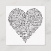 Carte De Visite Carré Collage de mots en forme de coeur (Devant)