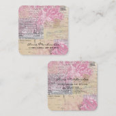 Carte De Visite Carré Collage Vintage Abstrait rose (Devant / Derrière)