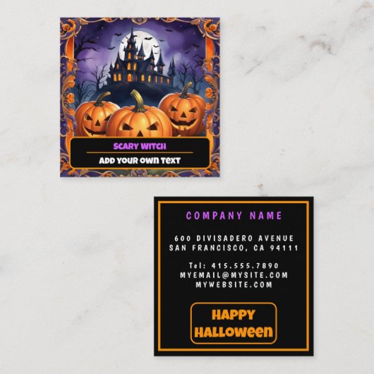 Carte De Visite Carré Collection d'automne Citrouille Halloween moderne (Devant / Derrière)
