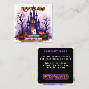 Carte De Visite Carré Collection effrayante de Halloween mignonne et pop