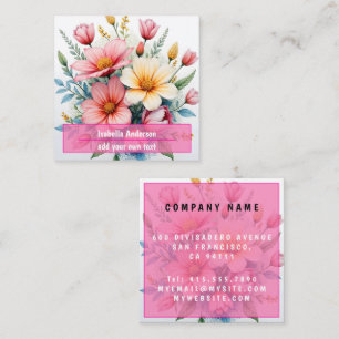 Carte De Visite Carré Collection Luxueuse de Fleurs Sauvages Tendances e