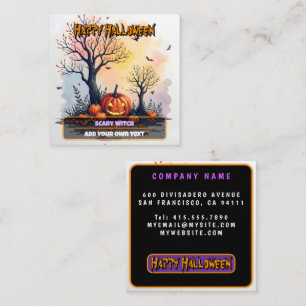 Carte De Visite Carré Collection Tendance Halloween Mignonne Épouvantabl
