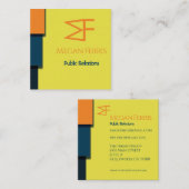 Carte De Visite Carré Colorbloc Moderne (Devant / Derrière)