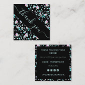 Carte De Visite Carré Coloré Holographique Mosaïque Remise & Merci (Devant / Derrière)