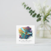 Carte De Visite Carré *~* Colorée Lotus Lily libellule Abstraite (Debout devant)