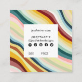 Carte De Visite Carré Colorful Curves Social Icons CUSTOM HANG TAG (Dos)