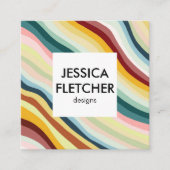 Carte De Visite Carré Colorful Curves Social Icons CUSTOM HANG TAG (Devant)