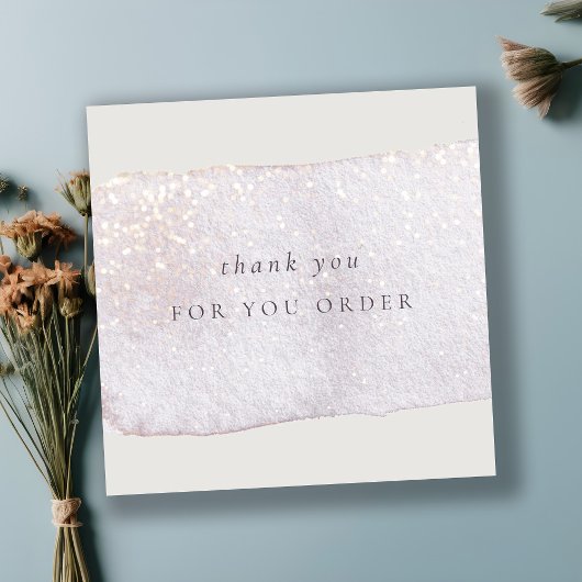 Carte De Visite Carré Commande de Merci Abstrait à brosse Lilac en or