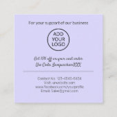 Carte De Visite Carré Commande de script remerciement moderne minima vio (Dos)