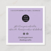 Carte De Visite Carré Commande de script remerciement moderne minima vio (Dos)