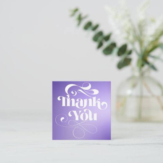 Carte De Visite Carré Commande de script retro dégradé violet merci (Debout devant)