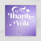Carte De Visite Carré Commande de script retro dégradé violet merci (Devant)