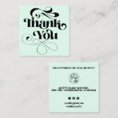 Carte De Visite Carré Commande simple cool retro script merci (Devant / Derrière)