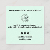 Carte De Visite Carré Commande simple cool retro script merci (Dos)