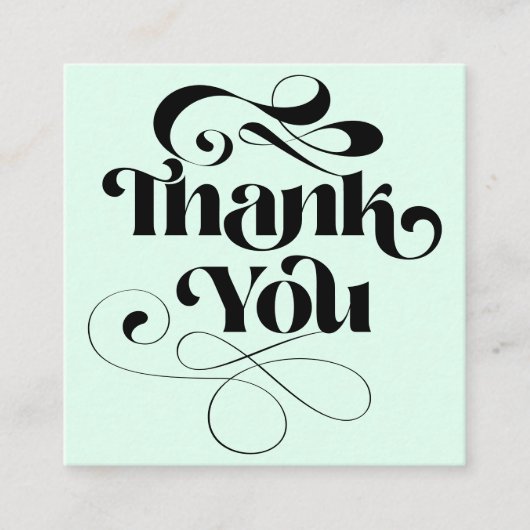 Carte De Visite Carré Commande simple cool retro script merci (Devant)