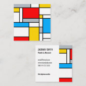 Carte De Visite Carré Composition des couleurs du style Mondrian rétro (Devant / Derrière)