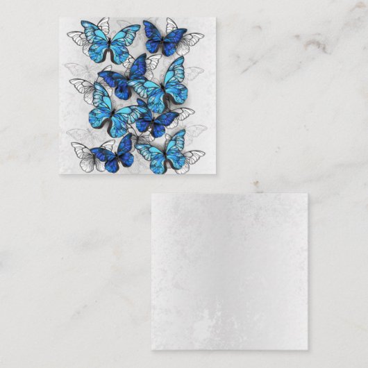 Carte De Visite Carré Composition des White and Blue Butterflies (Devant / Derrière)