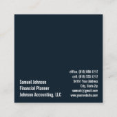 Carte De Visite Carré Comptable du planificateur financier Gestion du pa (Dos)