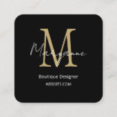 Carte De Visite Carré Concepteur de Boutique Noire moderne (Devant)