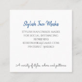 Carte De Visite Carré Concepteur de masques de couverture faciale élégan (Dos)