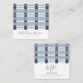 Carte De Visite Carré Concepteur résidentiel Plaid bleu (Devant / Derrière)