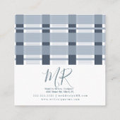 Carte De Visite Carré Concepteur résidentiel Plaid bleu (Dos)