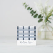 Carte De Visite Carré Concepteur résidentiel Plaid bleu (Debout devant)