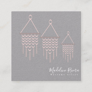 Carte De Visite Carré Conception artisanale Macrame mignonne rose