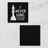 Carte De Visite Carré Conception classique d'échecs, je ne perds jamais  (Devant / Derrière)