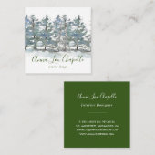 Carte De Visite Carré Conception d'arbres forestiers d'aquarelle (Devant / Derrière)