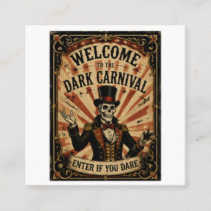 Carte De Visite Carré Conception de fête d'Halloween Dark Carnival vinta