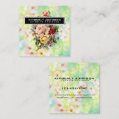 Carte De Visite Carré Conception de fleurs élégantes Affaires éditable m (Devant / Derrière)
