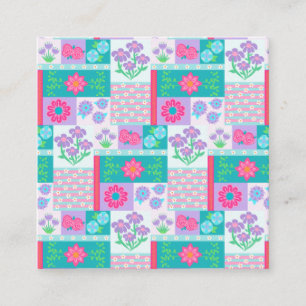 Carte De Visite Carré Conception de fleurs vibrantes en fleurs
