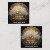 Carte De Visite Carré Conception de l'Arbre de Lumière Éternelle | Arbre (Devant / Derrière)