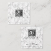 Carte De Visite Carré Conception de marbre noir et blanc Monogramme mode (Devant / Derrière)