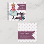 Carte De Visite Carré Conception de mode et métiers faits main (Devant / Derrière)