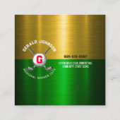 Carte De Visite Carré Conception de monogramme centrée sur la balle de g (Dos)