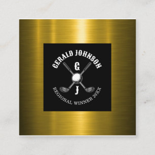 Carte De Visite Carré Conception de monogramme de golf personnalisé élég