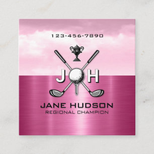 Carte De Visite Carré Conception de monogramme de golf pour femmes éléga
